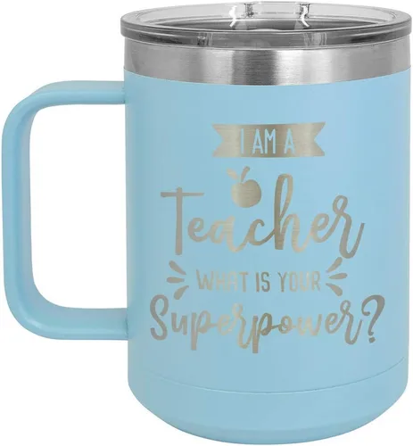 Miniatura 6 de I AM A TEACHER WHAT IS YOUR SUPERPOWER Taza de café roja de 15 oz con tapa deslizante Taza de café de viaje aislada Ideas de regalos de Rojo