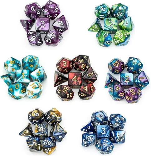 Miniatura 19 de 5 juegos de dados DND, juego de dados poliédricos (35 piezas) con bolsa de troquel de cuero, juego de troqueles D&D para juegos de mesa RPG