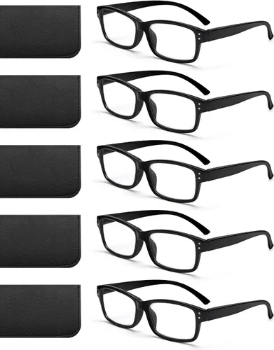 Miniatura 7 de JOLISU Gafas de Lectura para Mujeres y Hombres - Paquete de 5 Gafas de Lectura Elegantes para Damas con Bisagra de Resorte - Gafas de Bloqueo de Luz