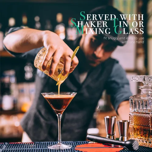 Miniatura 6 de Homestia Hawthorne - Colador de cóctel de acero inoxidable con resorte extraíble de alta densidad para bartending, cocteleras Boston y vasos Colador
