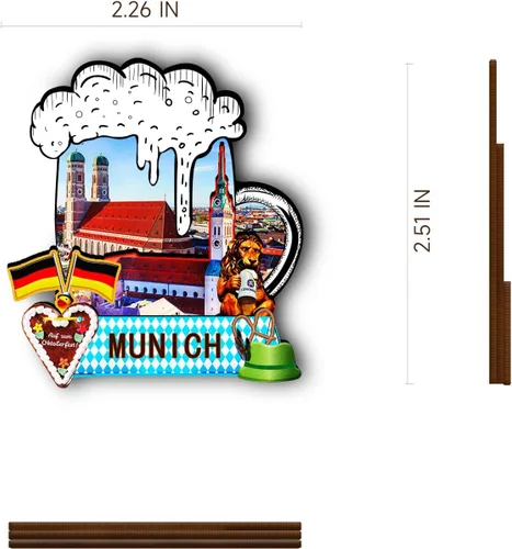 Miniatura 3 de Imán de madera de Alemania Munich 3D para nevera, viajes, coleccionables, recuerdos, decoración, manualidades hechas a mano