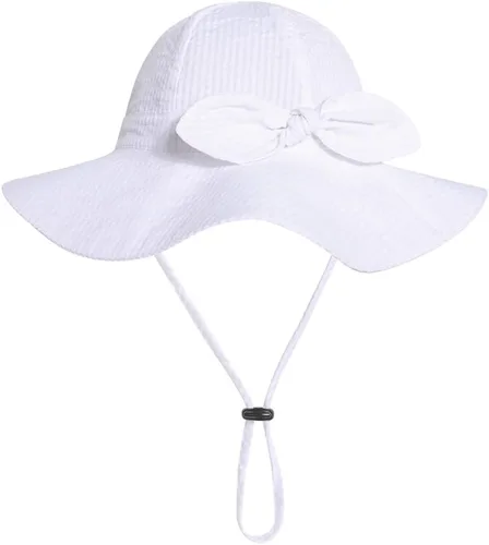 Miniatura 61 de Sombrero de sol para bebé niña con UPF 50+ sombrero de playa ajustable para exteriores con ala ancha