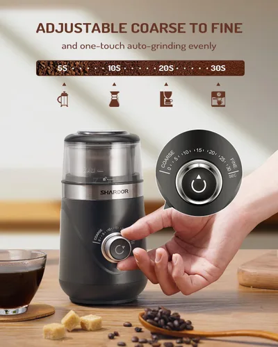 Miniatura 2 de Shardor - Molinillo ajustable de grano de café eléctrico, para hierbas/especias, molinillo de espresso con 1 cuenco extraíble de acero inoxidable