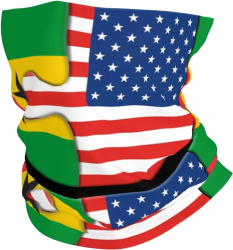 Neck Gaiter Sao Tome and Principe and American Flag USA Jigsaw Face Cover Scarf Uv Sun Protection Balaclava Head Mask for Men Women Fishing Mask