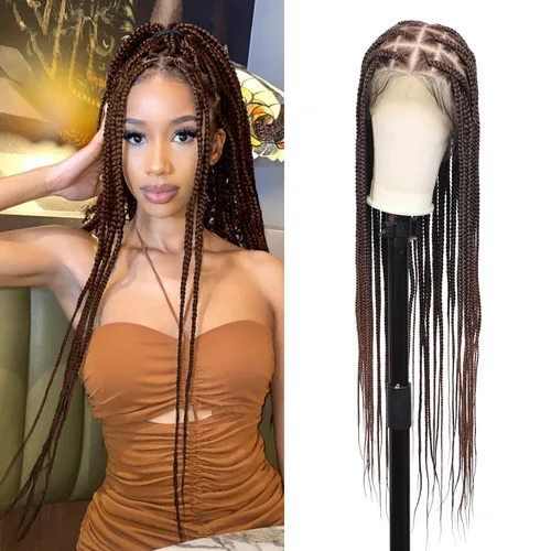 Miniatura 11 de Lexqui Pelucas Trenzadas sin Nudos de 36'' para Mujeres Pelucas de Encaje Trenzadas Peluca Trenzada de Encaje Completo Peluca Trenzada Sintética