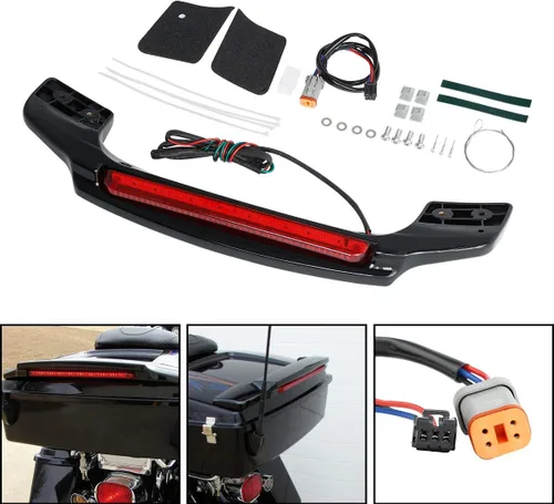 Miniatura 5 de TCT-MOTORPARTS Alerón de luz LED negro vívido para maletero de Harley King Razor Chopped Trunk Luggage Electra Glide Road Glide Street Glide