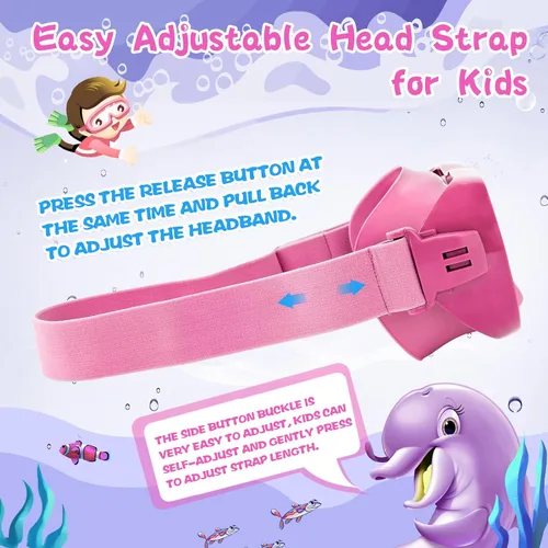 Miniatura 6 de Gafas de natación para niños con cubierta para la nariz, máscara de natación antifugas con correa de tela elástica, gafas de natación con protección
