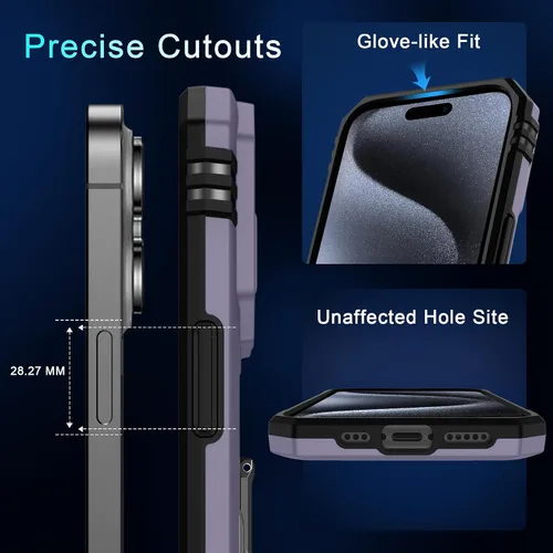 Miniatura 148 de DEERLAMN Funda para iPhone Xs Max con funda deslizante para cámara + protector de pantalla, soporte giratorio de anillo de grado militar a prueba