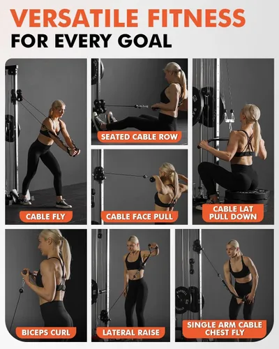 Miniatura 5 de Mikolo Wall Mount Cable Station, Cable Crossover Machine with Dual Pulley System and 19 Adjustable Positions for Home Gym Fitness Equipment