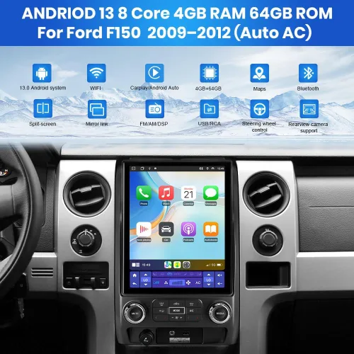 Miniatura 3 de Android [4GB+64GB] Radio de coche estéreo TS18 para Ford F150 2009-2012 con cámara de visión trasera
