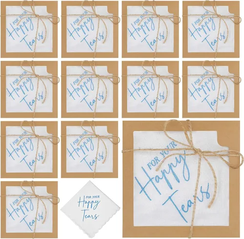 12 juegos de pañuelos de boda bordados con bordes de encaje festoneados, divertidos regalos de boda para el día de la boda novia