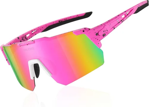 Sports Polarized Sunglasses, UV 400 Protection Sun Glasses Women, Mens Glasses for Cycling Biking Running Rosa