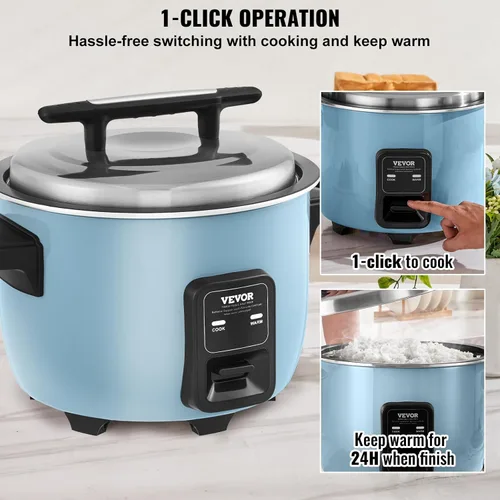 Miniatura 6 de VEVOR Arrocera comercial, olla arrocera de 23 tazas, olla arrocera grande de 4.2 litros y calentador con olla interior antiadherente, cocción rápida