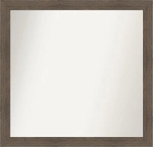 Miniatura 64 de Amanti Art Espejo de pared personalizado no biselado (24 x 27 pulgadas), marco estrecho de nogal chipre - varios tamaños personalizados - Espejo