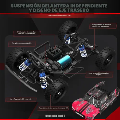 Miniatura 3 de HAIBOXING 3100A 4X4 Off-Road Camión de carrera corta RC sin escobillas, auto RC rápido a escala 1:14, velocidad máxima de 26.1 mi/h