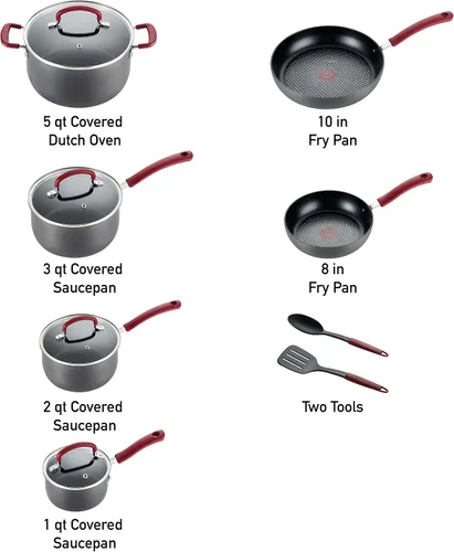 Miniatura 2 de T-fal Ultimate - Juego de utensilios de cocina de anodización dura antiadherente de 12 piezas, apto para horno y asador hasta 600F, juego de cocina