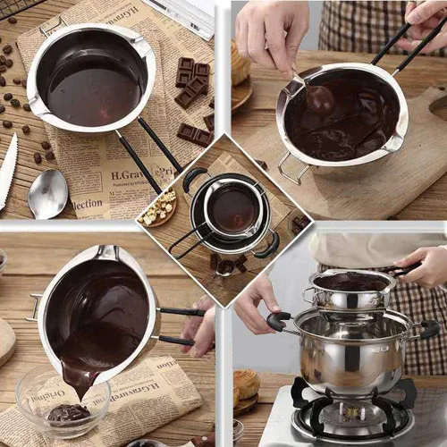 Miniatura 4 de Olla de Fusión de Doble Caldera con 600ML, Olla de Fusión de Chocolate de Acero Inoxidable con Mango Resistente al Calor para Mantequilla Caramelo