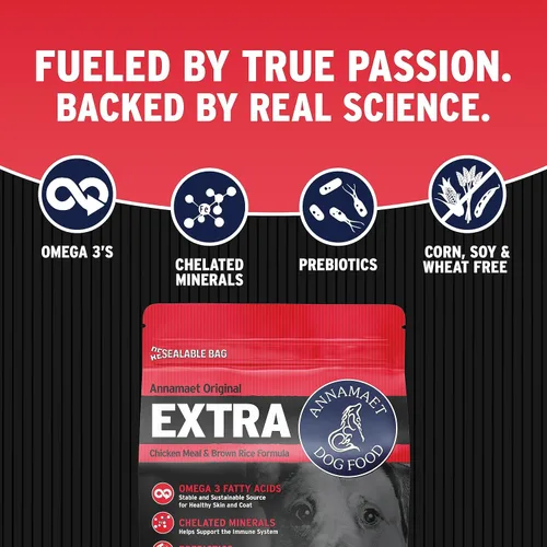 Miniatura 3 de Annamaet Original Extra Formula - Alimento seco para perros, 26% proteína (pollo y arroz integral), bolsa de 5 libras