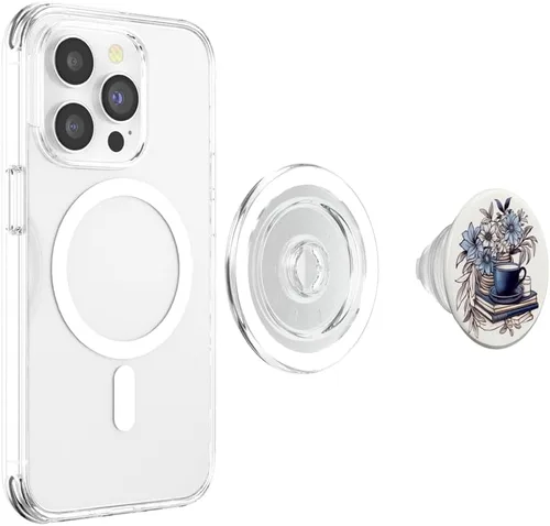 Miniatura 4 de Books Are My Therapy Lover Librarian Line Art Floral PopSockets MagSafe PopGrip para iPhone