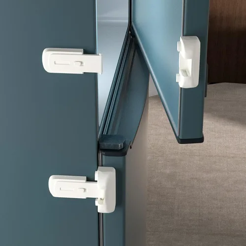 Miniatura 9 de Paquete de 2 cerraduras para nevera a prueba de niños, pestillo de puerta para refrigerador, congelador para mantener cerrado