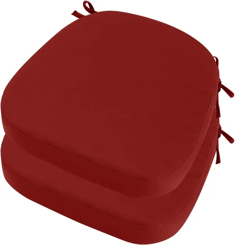 Miniatura 33 de idee-home Juego de 2 cojines para sillas de exterior, 17 x 17 pulgadas de grosor, en forma de D, cojines de asiento impermeables con lazos