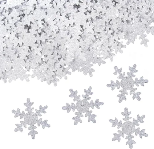 Miniatura 4 de Skylety 100 piezas de confeti grande de copo de nieve de 1.97 pulgadas, confeti de Navidad con purpurina de doble cara, decoración de mesa de fiesta