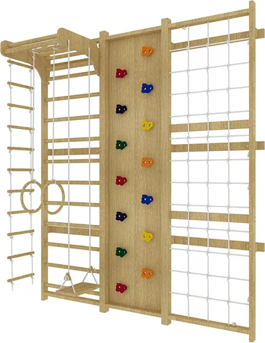 Miniatura 9 de Avenlur Juego de gimnasio de pared de escalera sueca 9 en 1 de nogal