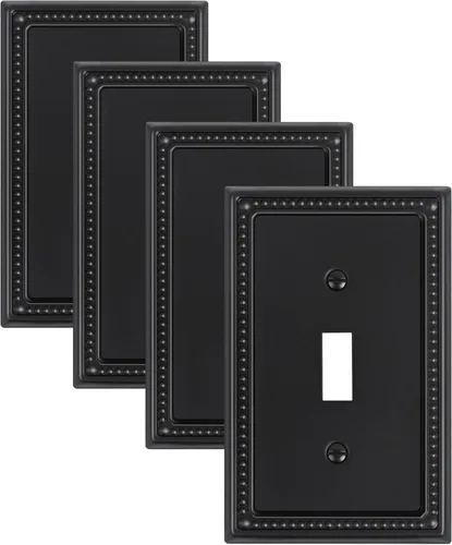 Miniatura 88 de Paquete de 4 placas de cubierta para interruptor de luz de palanca individual, cubiertas decorativas de perlas, placa de pared de metal almendra