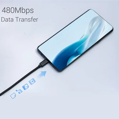Miniatura 3 de Cable USB C de 1 pie, paquete de 4 unidades, cable USB A a USB C de carga rápida 3A, cable trenzado de nailon compatible con Samsung Galaxy A10e A20