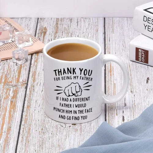 Miniatura 4 de DQG CVT Taza de café divertida con texto en inglés «Best Dad Mug – Thank You for Being My Father – Día del Padre para papá y esposo, ideas únicas