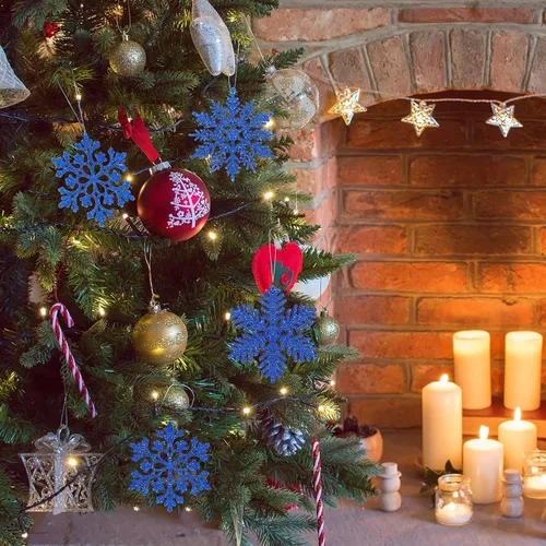 Miniatura 3 de 36 piezas de decoraciones navideñas de copos de nieve con purpurina, copos de nieve, adornos de Navidad, copos de nieve de plástico, decoraciones