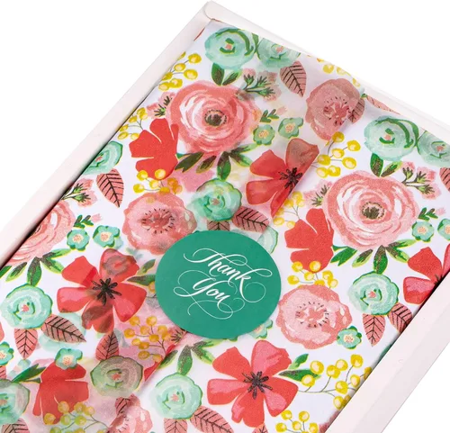 Miniatura 10 de LeZakaa 60 hojas de papel de seda para baby shower con 30 calcomanías de regalo, papel de seda para bebé niño niña a granel, diseño de arcoíris