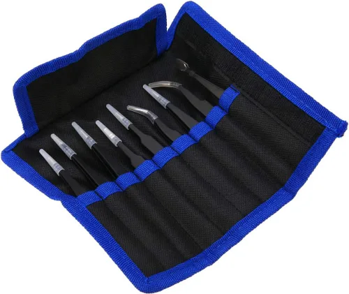 Miniatura 7 de FEITA Juego de pinzas de precisión – FEITA profesional ESD Kit de pinzas antiestáticas de acero inoxidable para electrónica, manualidades, joyería