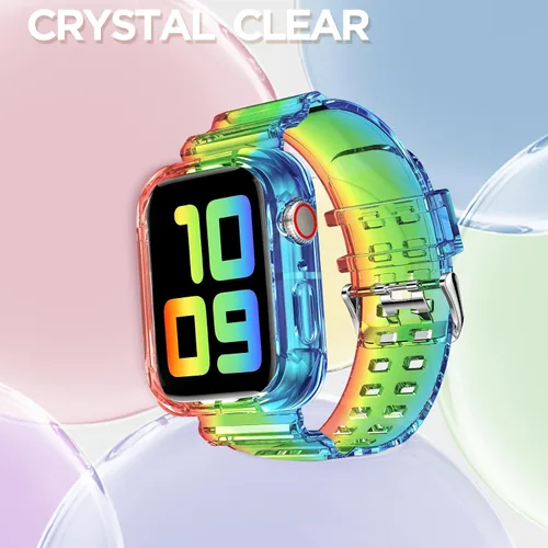 Miniatura 4 de DABAOZA - Correa compatible con Apple Watch de 49 mm, 46 mm, 45 mm, 44 mm, 42 mm, 41 mm, 40 mm, 38 mm, con protector, correa de TPU brillante