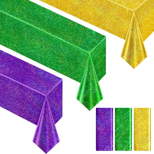 Miniatura 33 de Just Shimmer Mantel holográfico azul claro de 40" x 108" Decoración de fiesta rosa fuerte Día de San Valentín Fiesta de cumpleaños Decoración