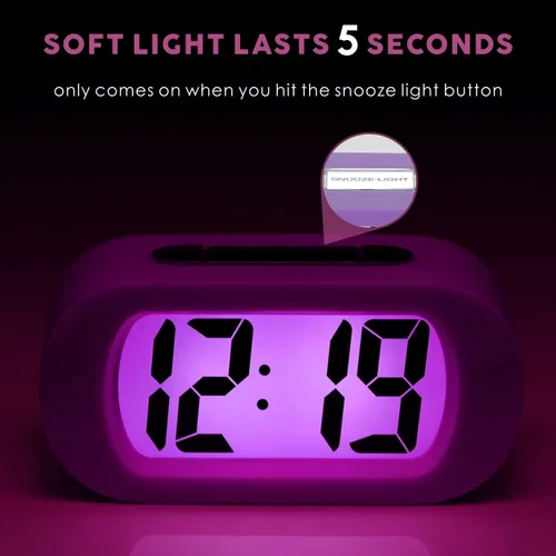 Miniatura 3 de Plumeet Reloj Despertador para Niños Grande Reloj Digital LCD de Viaje con Función de Repetición y Luz Nocturna - Sonido Ascendente y Tamaño de Mano