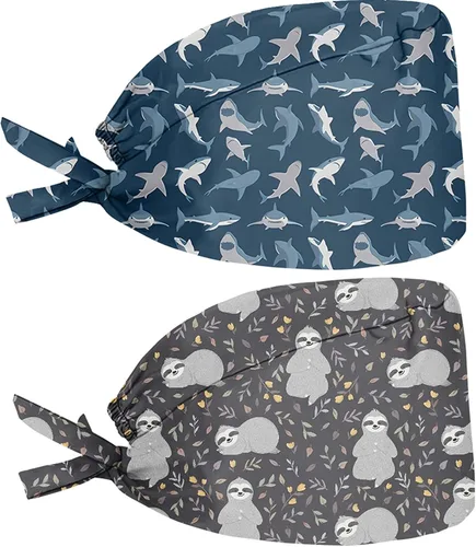 Miniatura 40 de Babrukda Paquete de 2 gorras con banda para el sudor ajustable con lazo en la espalda, gorro divertido