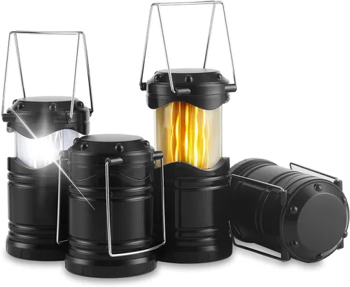 Miniatura 9 de Lichamp Paquete de 4 linternas LED para campamento, velas plegables sin llama, velas de té, luces de campamento portátiles a batería, kit de Gris