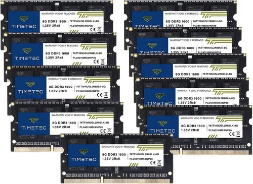 Miniatura 15 de Timetec Premium Kit de memoria Ram de 16 GB (2 x 8 GB) DDR3L/DDR3 1600 MHz PC3L-12800 no ECC sin búfer 1,35 V/1,5 V CL11 2 Rx8 doble rango 204 pines