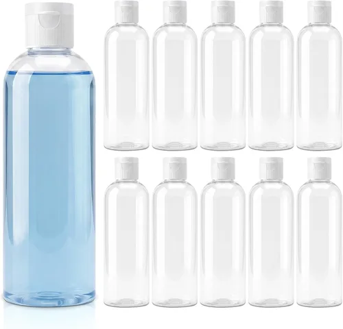 Miniatura 8 de TRENDBOX Botellas transparentes de 8 oz/8.5 fl oz con tapa abatible, recipientes de viaje sin BPA para champús, lociones y aceites de masaje, Blanco