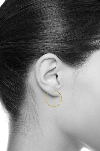Miniatura 3 de Pendientes de aro de oro amarillo de 14 quilates de 0.059in de grosor 8 tamaños diferentes disponibles