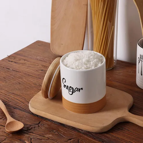 Miniatura 5 de LEETOYI Contenedores de cerámica para almacenamiento de alimentos con tapa, decoración de cocina de granja de 31 onzas, organizador