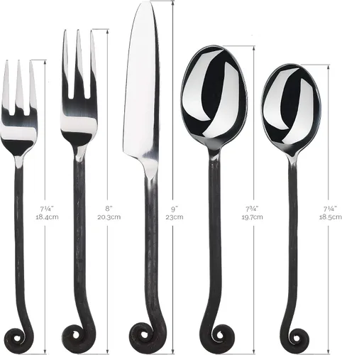 Miniatura 17 de Gourmet Settings - Juego de 4 tenedores de cóctel - Colección Treble Clef - Cubiertos de acero inoxidable pulido/mate