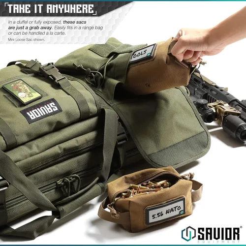 Miniatura 3 de Savior Equipment Paquete de 4 bolsas tácticas Loose Sacs, para munición de armas de fuego, con parches de identificación incluidos, funda blanda