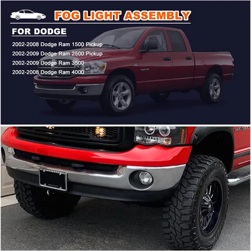 Miniatura 8 de Nixon Offroad Juego de luces antiniebla para Dodge Ram 1500 4000/2002-2009 Dodge Ram 2500 3500 2002-2009 Pickup con bombilla, parachoques