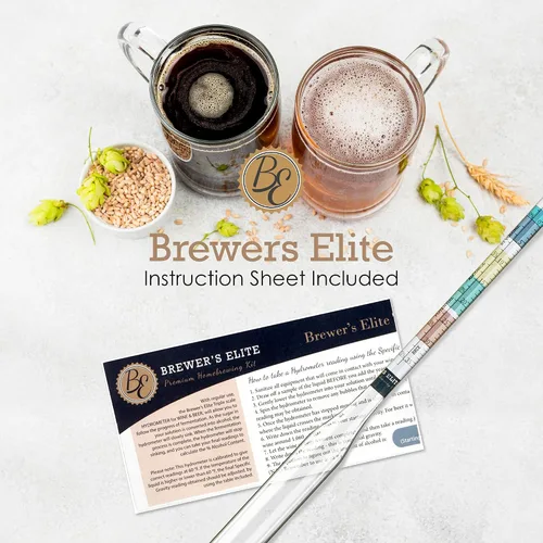 Miniatura 7 de Brewer's Elite Hidrómetro para fabricación casera de cerveza, vino, hidromiel y kombucha, juego de medición triple, estuche rígido y paño, probador