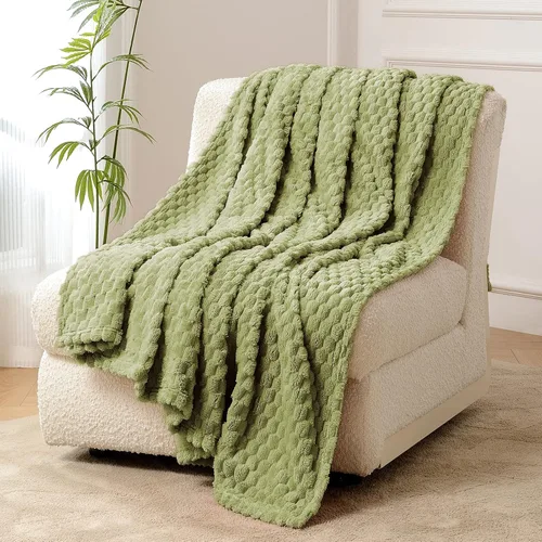 Miniatura 18 de FY FIBER HOUSE Manta de Vellón para Sofá 300GMS Súper Suave de Felpa Difusa Mantas y Cobijas para Sofá Cama Oficina, 40x50 Pulgadas, Beige