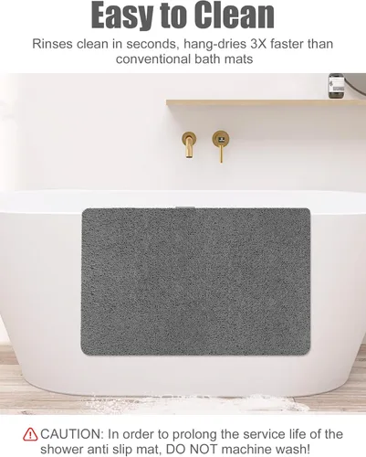 Miniatura 6 de Yonala - Tapete de ducha extra grande, 31.5 x 47.2 pulgadas, tapete de ducha antideslizante para interior de ducha/baño, tapete de ducha de PVC Gris