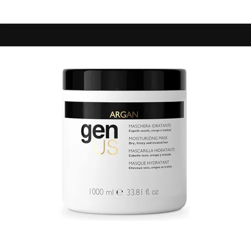 Genus Mascarilla hidratante de argán para el cabello, enriquecida con aceite de argán y aceite de linaza para cabello seco, encrespado y tratado,