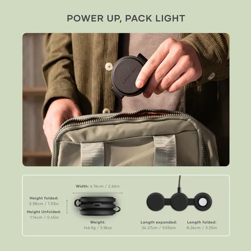 Miniatura 4 de Satechi OntheGo™ Cargador inalámbrico 3 en 1, cargador portátil Qi2 con carga rápida de 15 W para iPhone 17 a 12 Series, 5W para Apple Watch y 5W